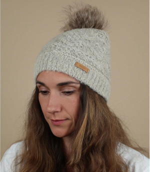 Mütze beige Fellbommel Antonia Beanie cream